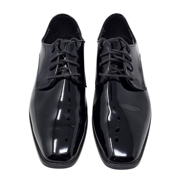 Fabian Group Tuscano Black Patent Leather Dress Shoes Mens 10M S121 Tuxedo Derby - Picture 4 of 12
